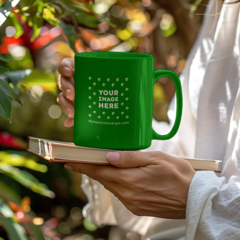 11oz Blank Green Ceramic Coffee Mug Mockup Template