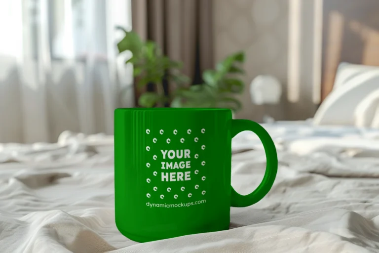 11oz Blank Green Ceramic Coffee Mug Mockup Template