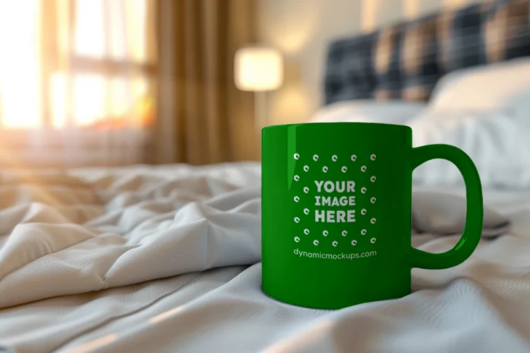 11oz Blank Green Ceramic Coffee Mug Mockup Template