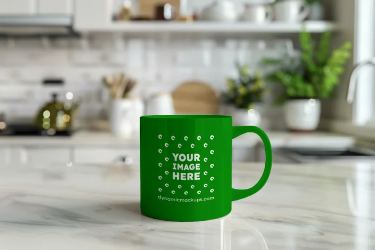 11oz Blank Green Ceramic Coffee Mug Mockup Template