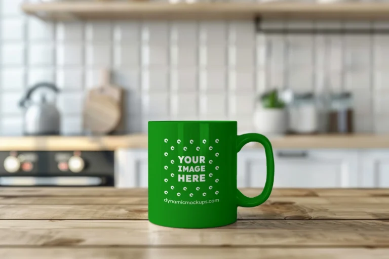 11oz Blank Green Ceramic Coffee Mug Mockup Template