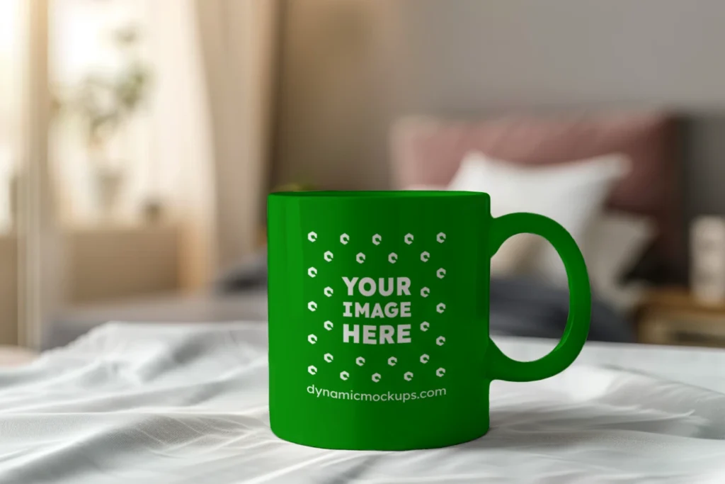 11oz Blank Green Ceramic Coffee Mug Mockup Template