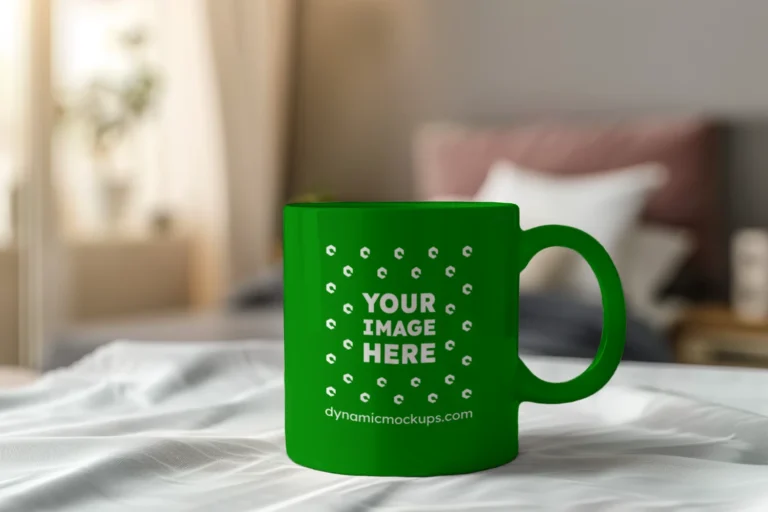 11oz Blank Green Ceramic Coffee Mug Mockup Template