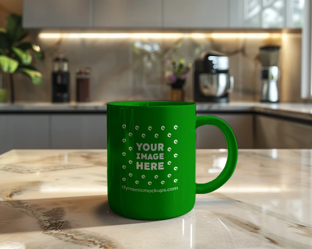 11oz Blank Green Ceramic Coffee Mug Mockup Template