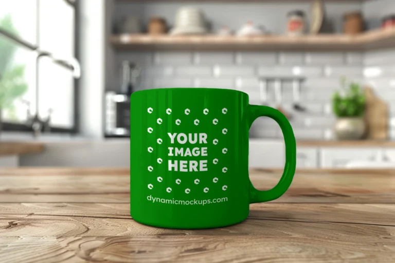 11oz Blank Green Ceramic Coffee Mug Mockup Template