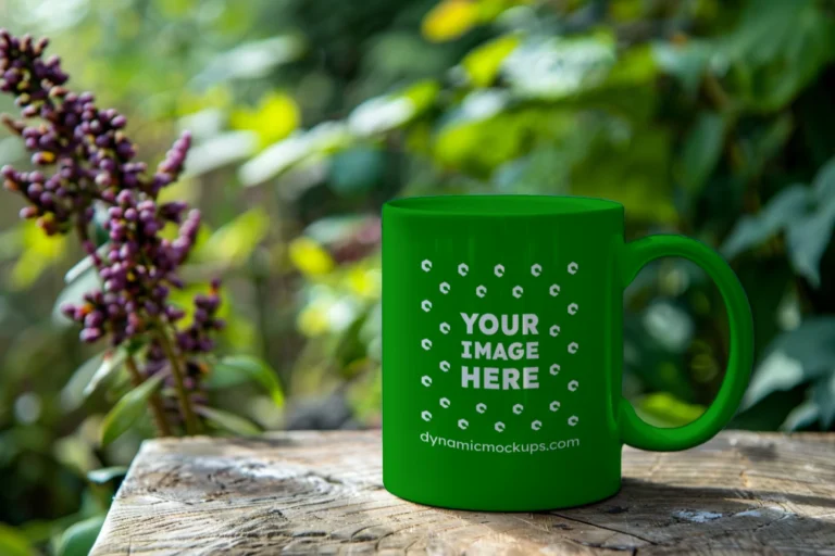 11oz Blank Green Ceramic Coffee Mug Mockup Template