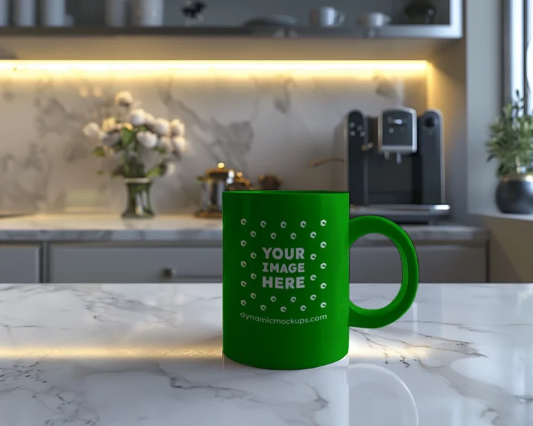 11oz Blank Green Ceramic Coffee Mug Mockup Template