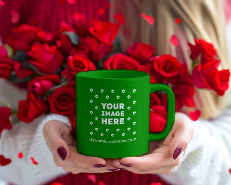 11oz Blank Green Ceramic Coffee Mug Mockup Template