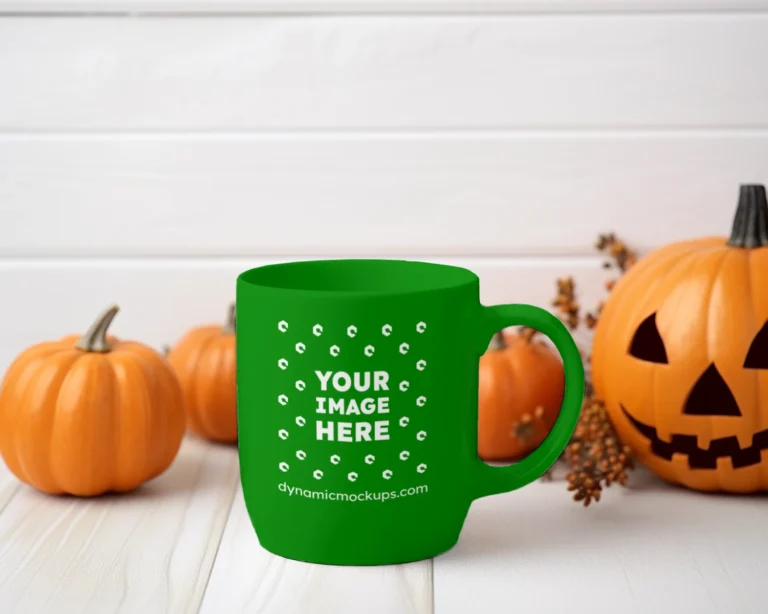 11oz Blank Green Ceramic Coffee Mug Mockup Template