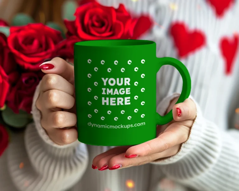 11oz Blank Green Ceramic Coffee Mug Mockup Template