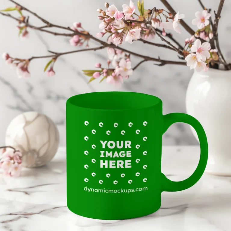 11oz Blank Green Ceramic Coffee Mug Mockup Template