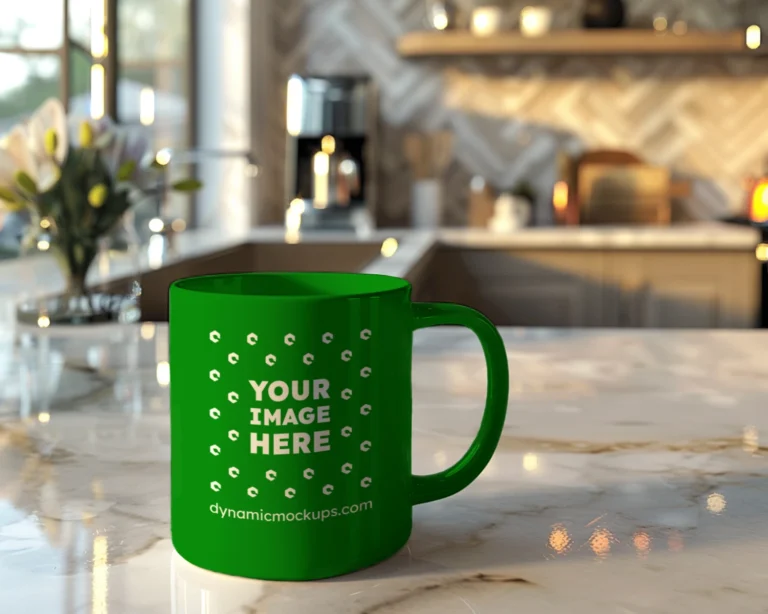 11oz Blank Green Ceramic Coffee Mug Mockup Template