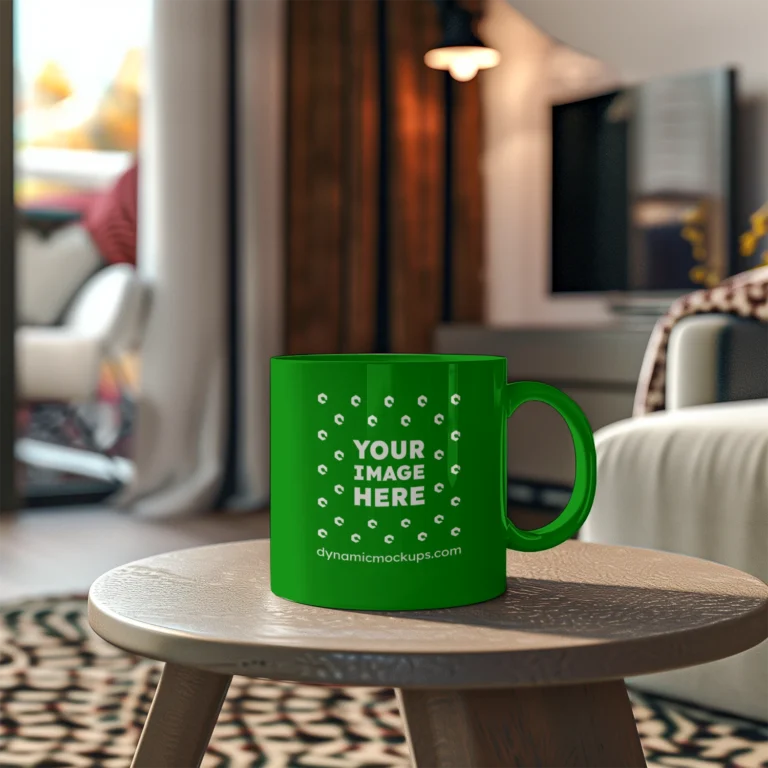 11oz Blank Green Ceramic Coffee Mug Mockup Template