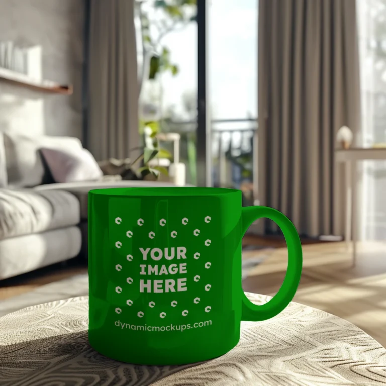 11oz Blank Green Ceramic Coffee Mug Mockup Template