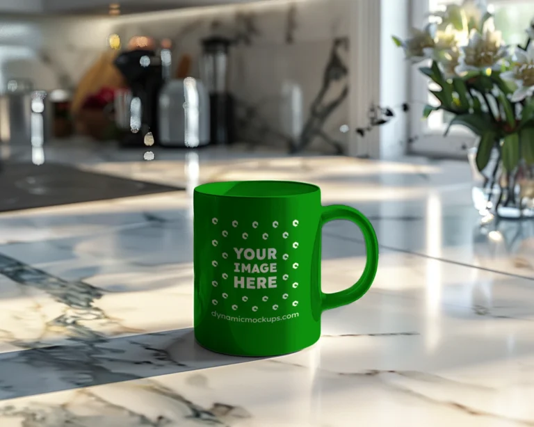 11oz Blank Green Ceramic Coffee Mug Mockup Template