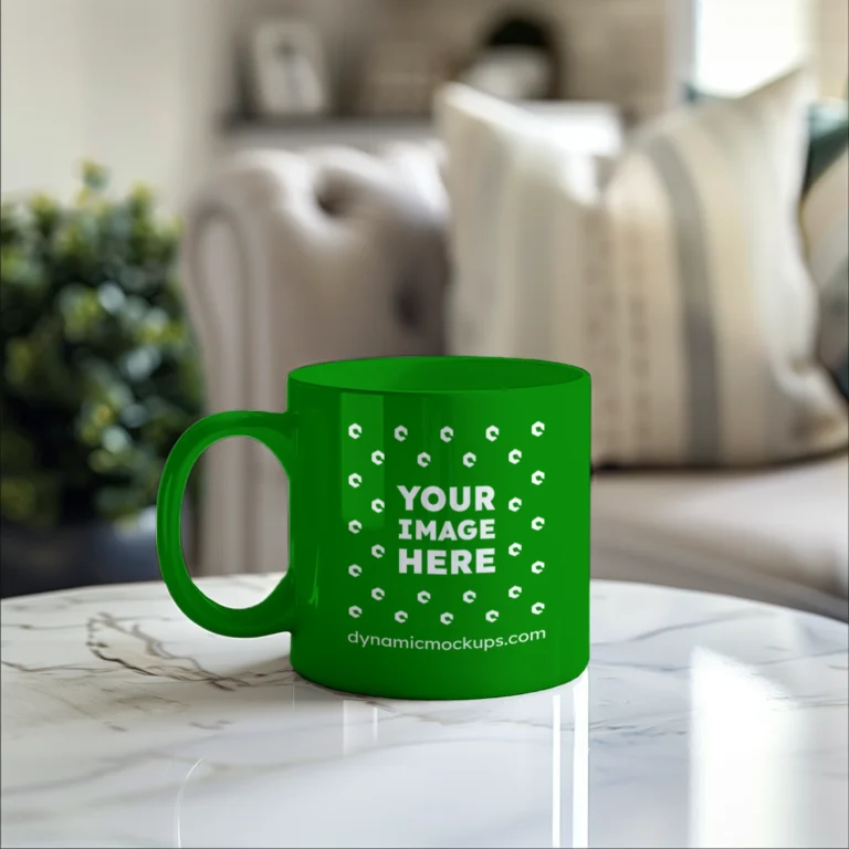 11oz Blank Green Ceramic Coffee Mug Mockup Template