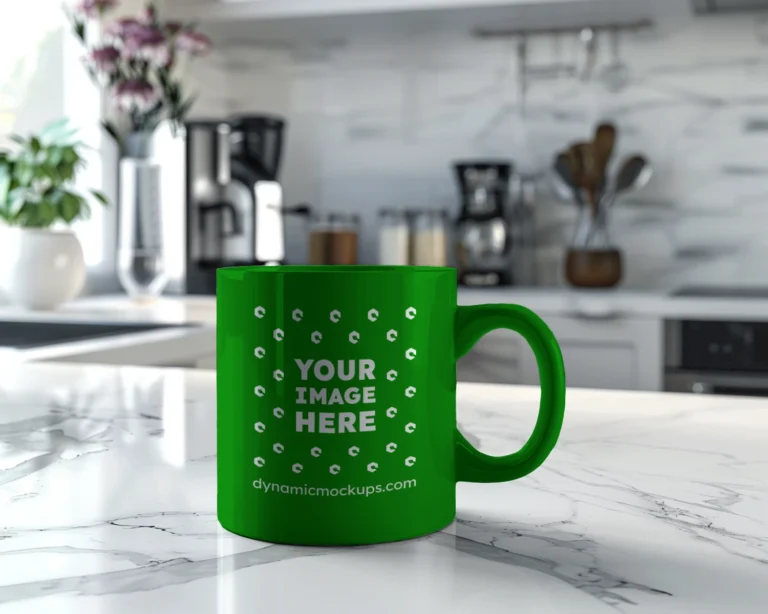 11oz Blank Green Ceramic Coffee Mug Mockup Template