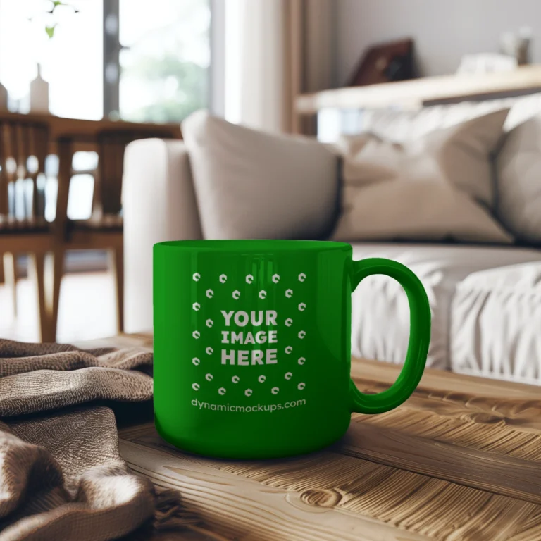 11oz Blank Green Ceramic Coffee Mug Mockup Template