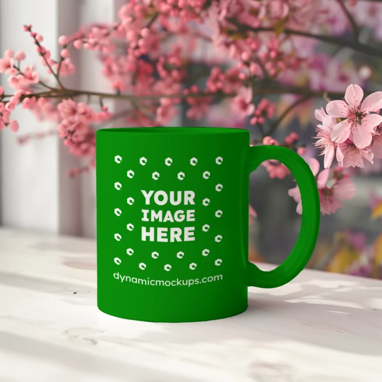 11oz Blank Green Ceramic Coffee Mug Mockup Template