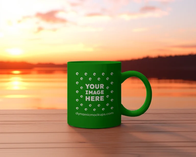 11oz Blank Green Ceramic Coffee Mug Mockup Template