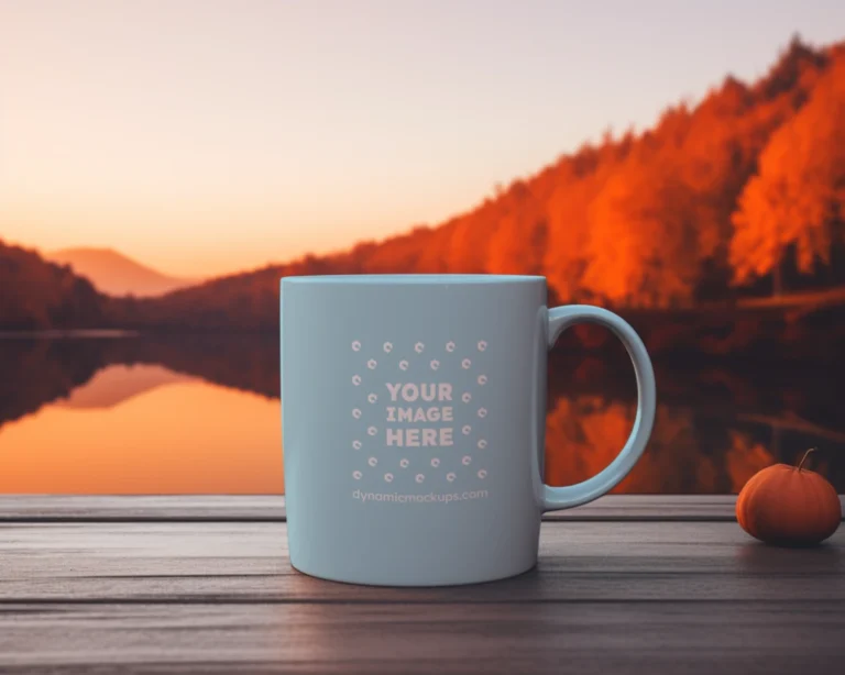 11oz Blank Light Blue Ceramic Coffee Mug Mockup Template