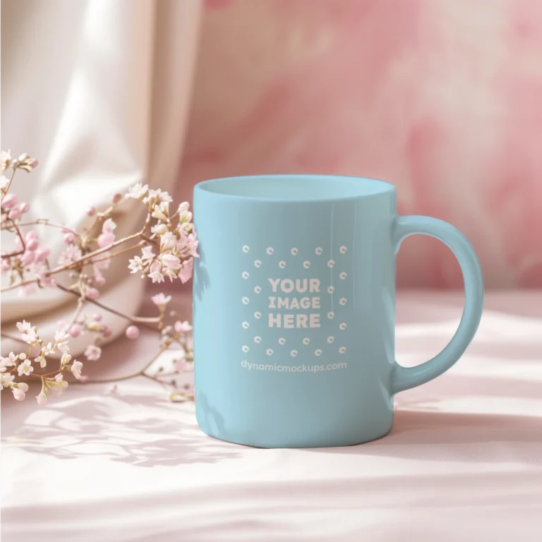 11oz Blank Light Blue Ceramic Coffee Mug Mockup Template