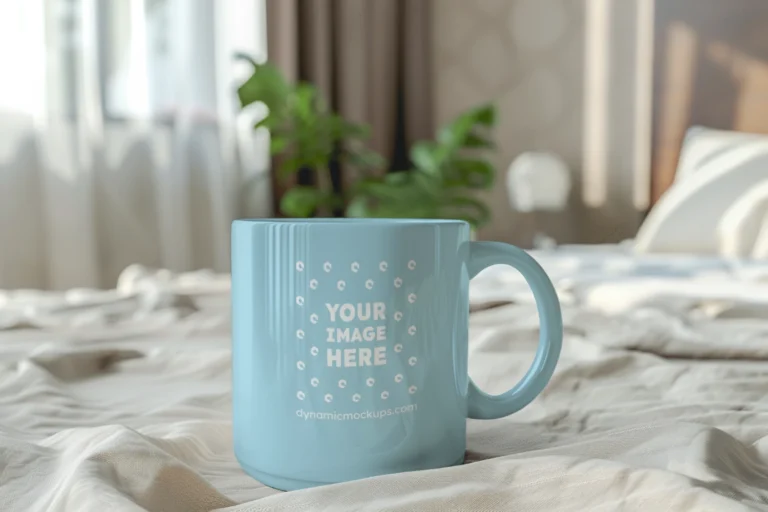 11oz Blank Light Blue Ceramic Coffee Mug Mockup Template