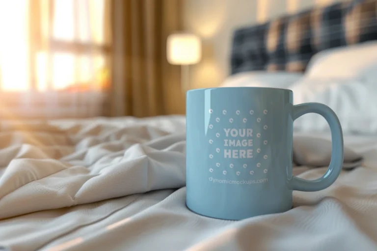 11oz Blank Light Blue Ceramic Coffee Mug Mockup Template