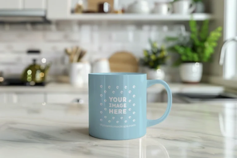 11oz Blank Light Blue Ceramic Coffee Mug Mockup Template