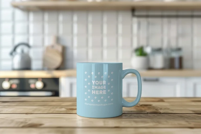 11oz Blank Light Blue Ceramic Coffee Mug Mockup Template