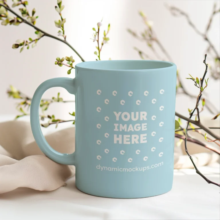 11oz Blank Light Blue Ceramic Coffee Mug Mockup Template