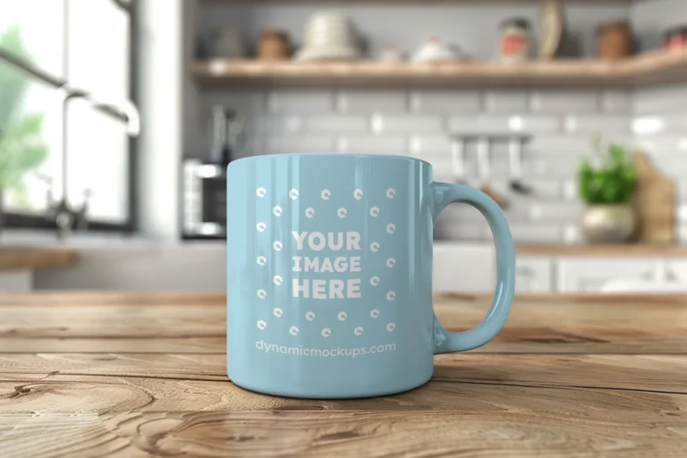 11oz Blank Light Blue Ceramic Coffee Mug Mockup Template