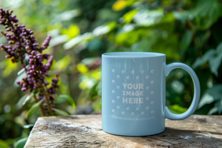 11oz Blank Light Blue Ceramic Coffee Mug Mockup Template