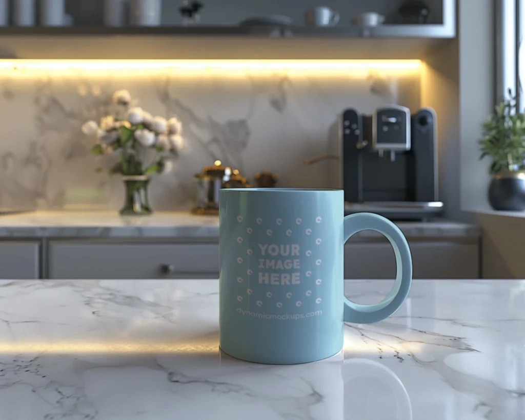 11oz Blank Light Blue Ceramic Coffee Mug Mockup Template