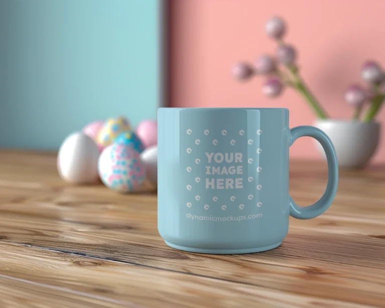 11oz Blank Light Blue Ceramic Coffee Mug Mockup Template