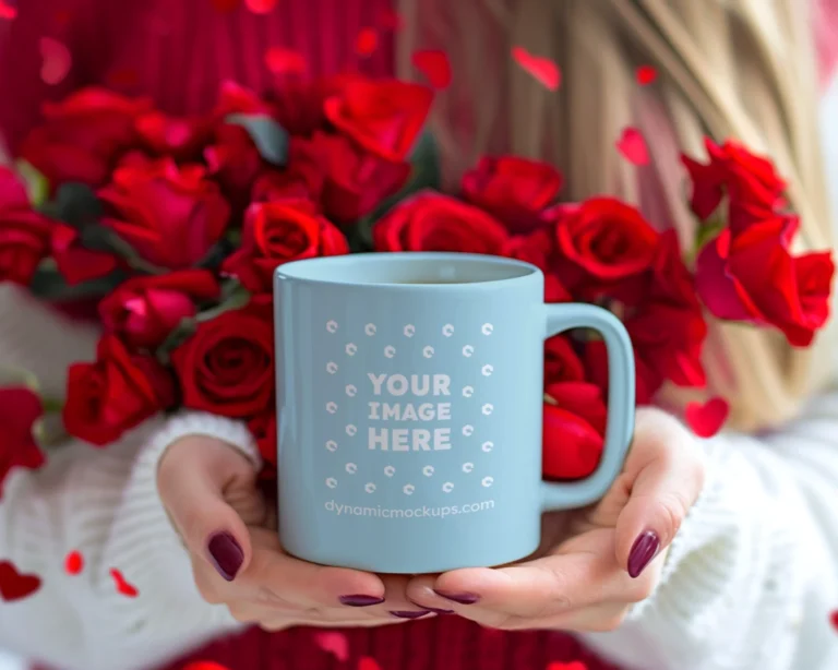 11oz Blank Light Blue Ceramic Coffee Mug Mockup Template