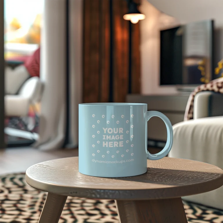11oz Blank Light Blue Ceramic Coffee Mug Mockup Template