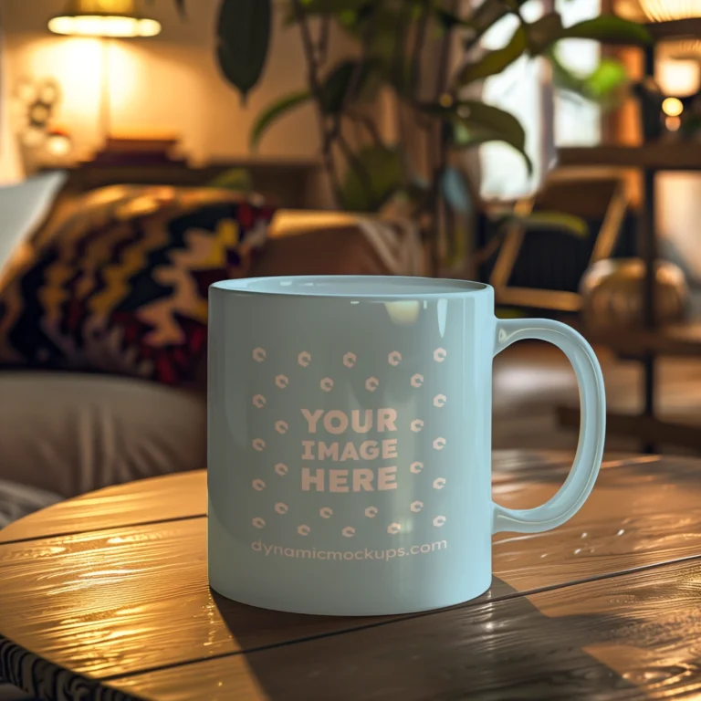 11oz Blank Light Blue Ceramic Coffee Mug Mockup Template