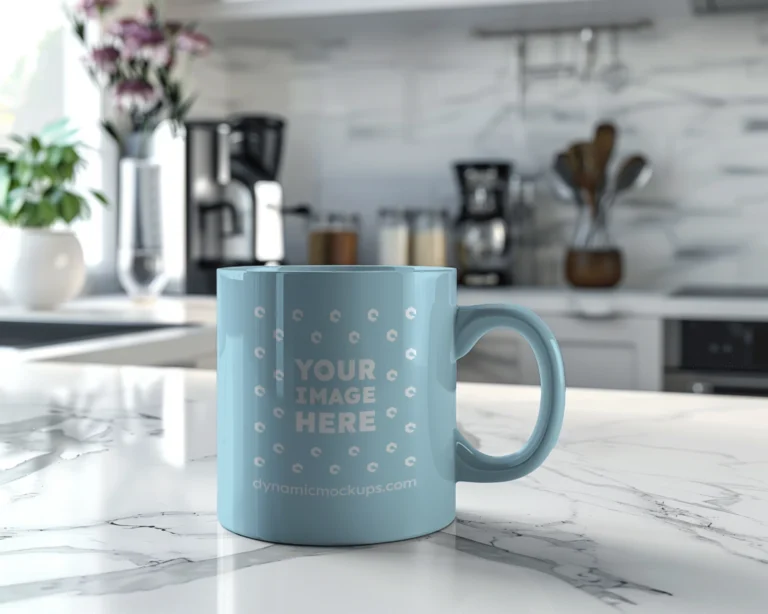 11oz Blank Light Blue Ceramic Coffee Mug Mockup Template