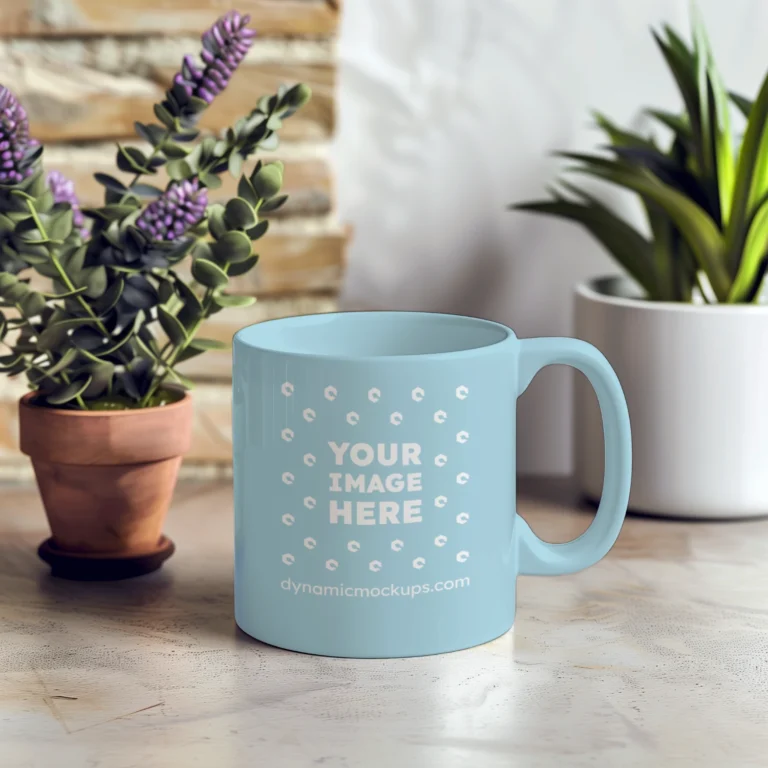 11oz Blank Light Blue Ceramic Coffee Mug Mockup Template