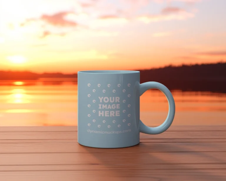 11oz Blank Light Blue Ceramic Coffee Mug Mockup Template