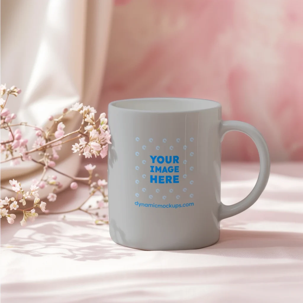 11oz Blank Light Gray Ceramic Coffee Mug Mockup Template