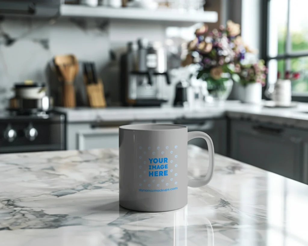 11oz Blank Light Gray Ceramic Coffee Mug Mockup Template