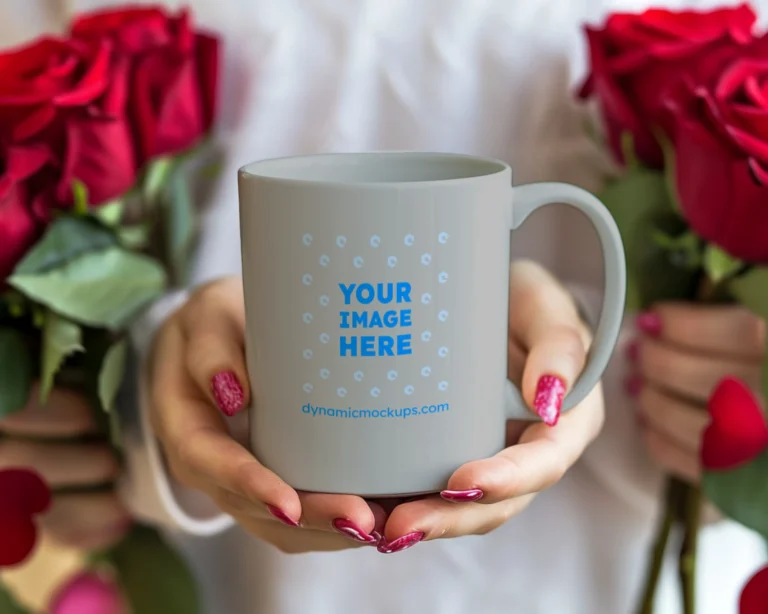 11oz Blank Light Gray Ceramic Coffee Mug Mockup Template