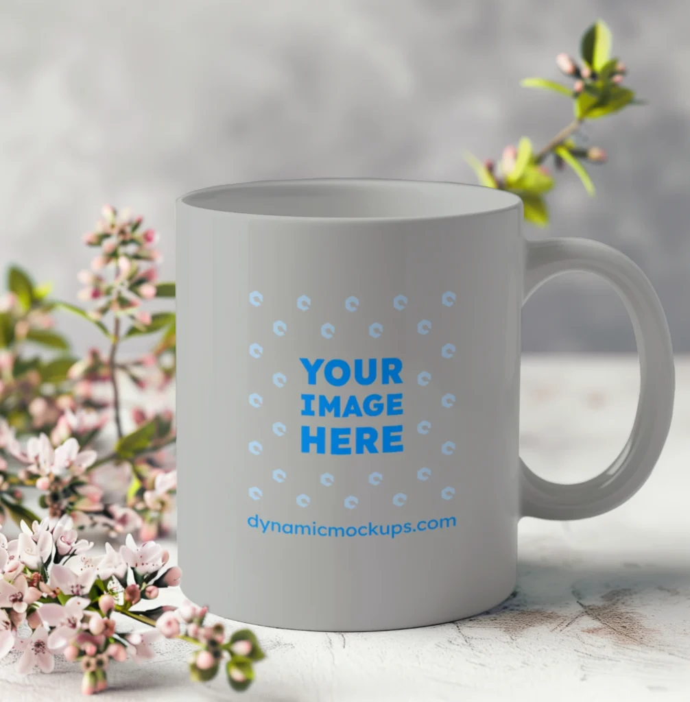 11oz Blank Light Gray Ceramic Coffee Mug Mockup Template