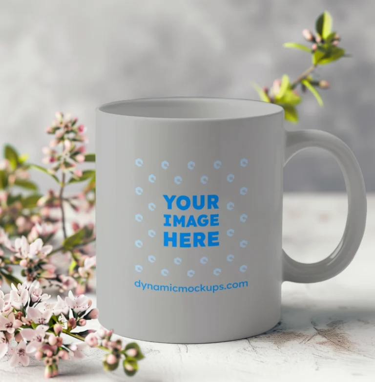 11oz Blank Light Gray Ceramic Coffee Mug Mockup Template