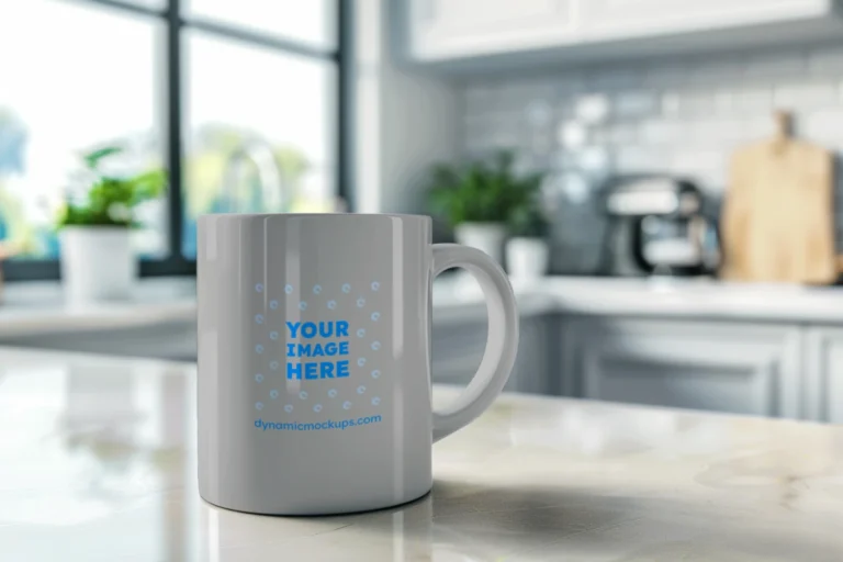 11oz Blank Light Gray Ceramic Coffee Mug Mockup Template