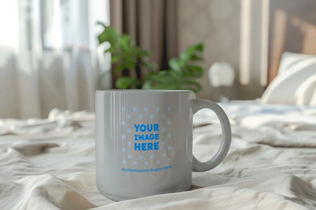11oz Blank Light Gray Ceramic Coffee Mug Mockup Template