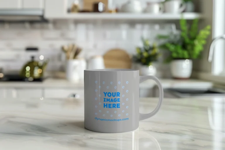 11oz Blank Light Gray Ceramic Coffee Mug Mockup Template