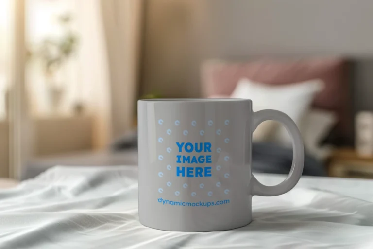 11oz Blank Light Gray Ceramic Coffee Mug Mockup Template